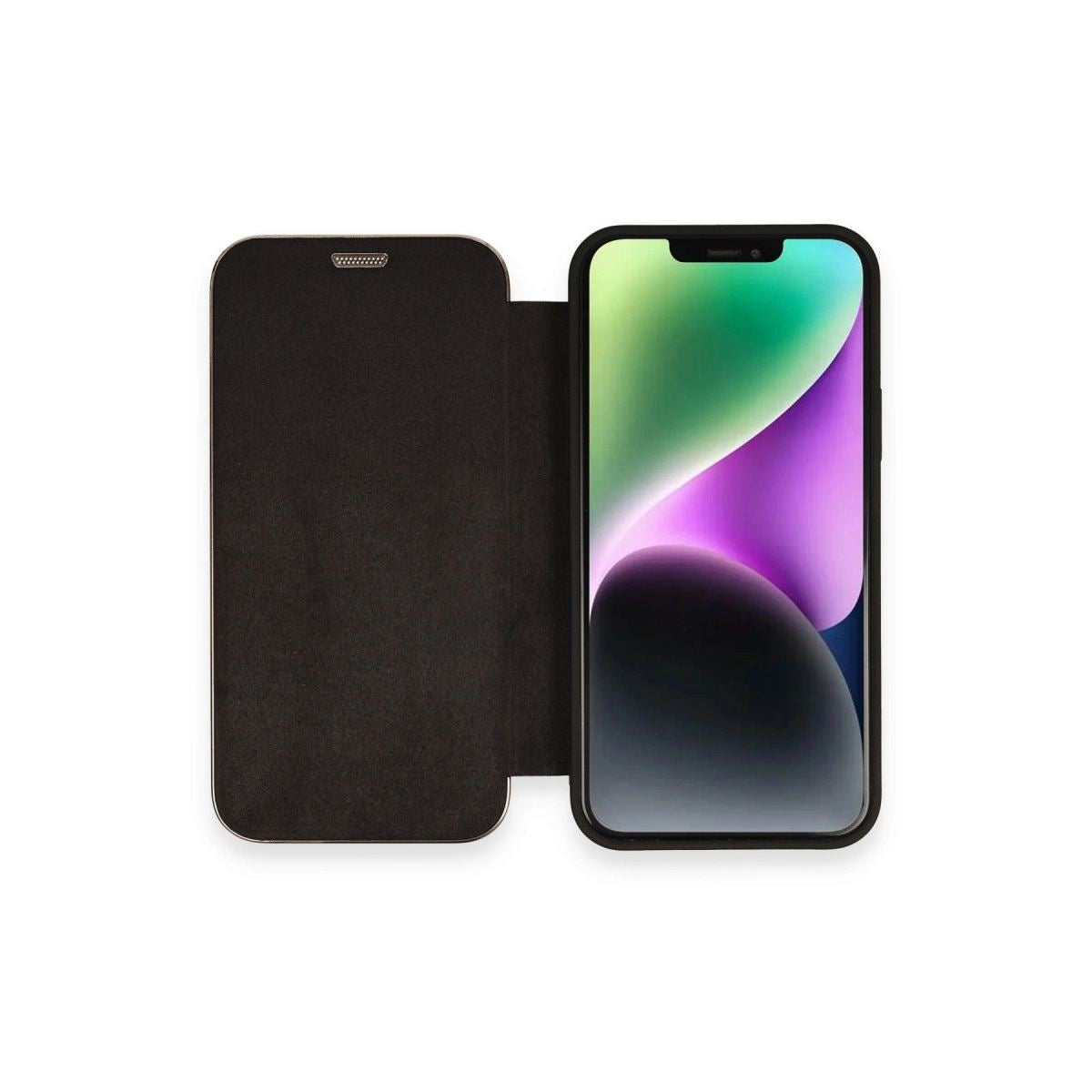 Apple İphone 12 Kılıf Dolpin Kapaklı - Siyah