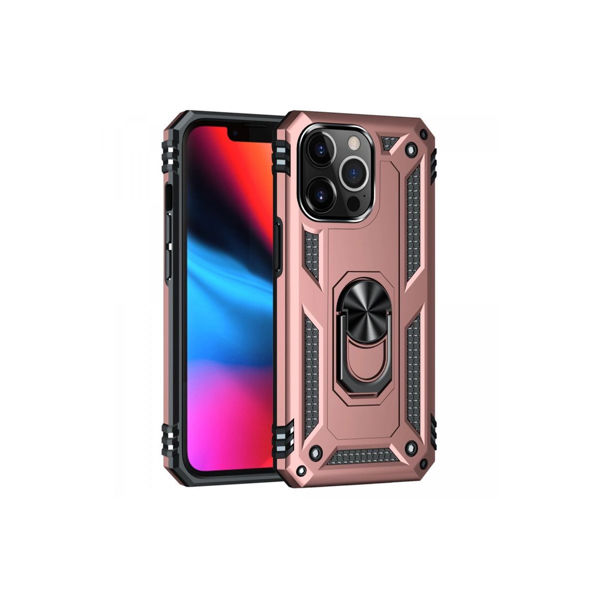 Apple İphone 13 Pro Kılıf Sofya Yüzüklü Silikon Kapak - Rose