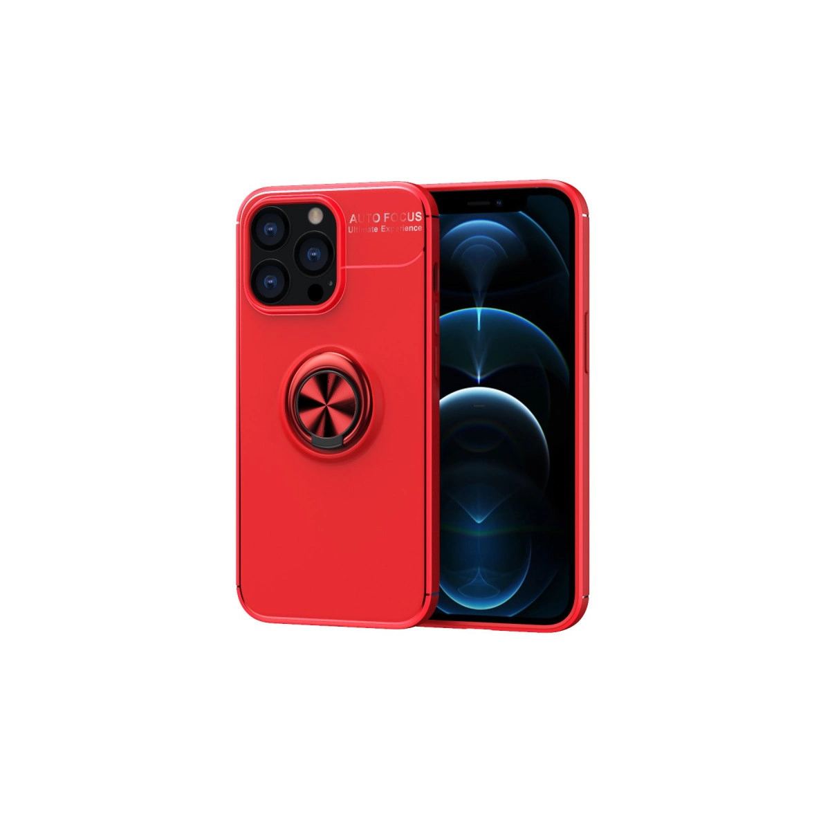 Apple İphone 13 Pro Max Kılıf Range Yüzüklü Silikon - Kırmızı