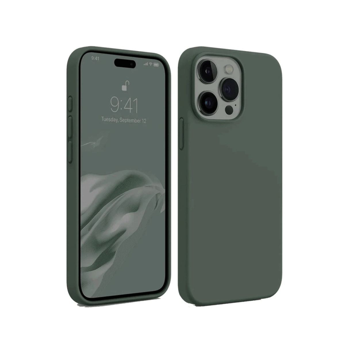 Apple İphone 15 Pro Kılıf First Silikon - Koyu Yeşil