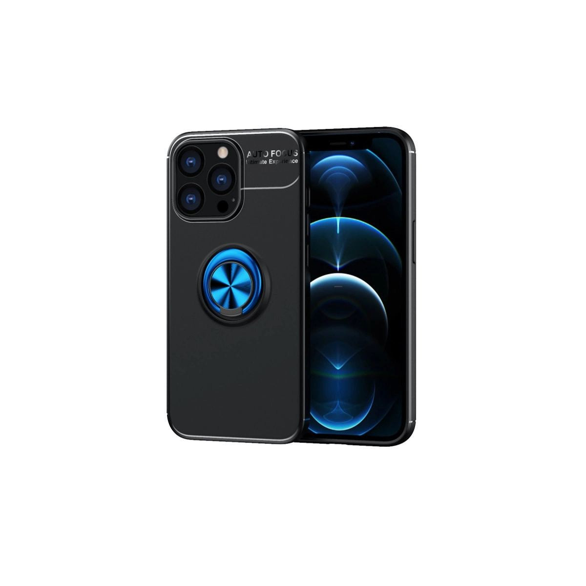 Apple İphone 13 Pro Kılıf Range Yüzüklü Silikon - Siyah-mavi