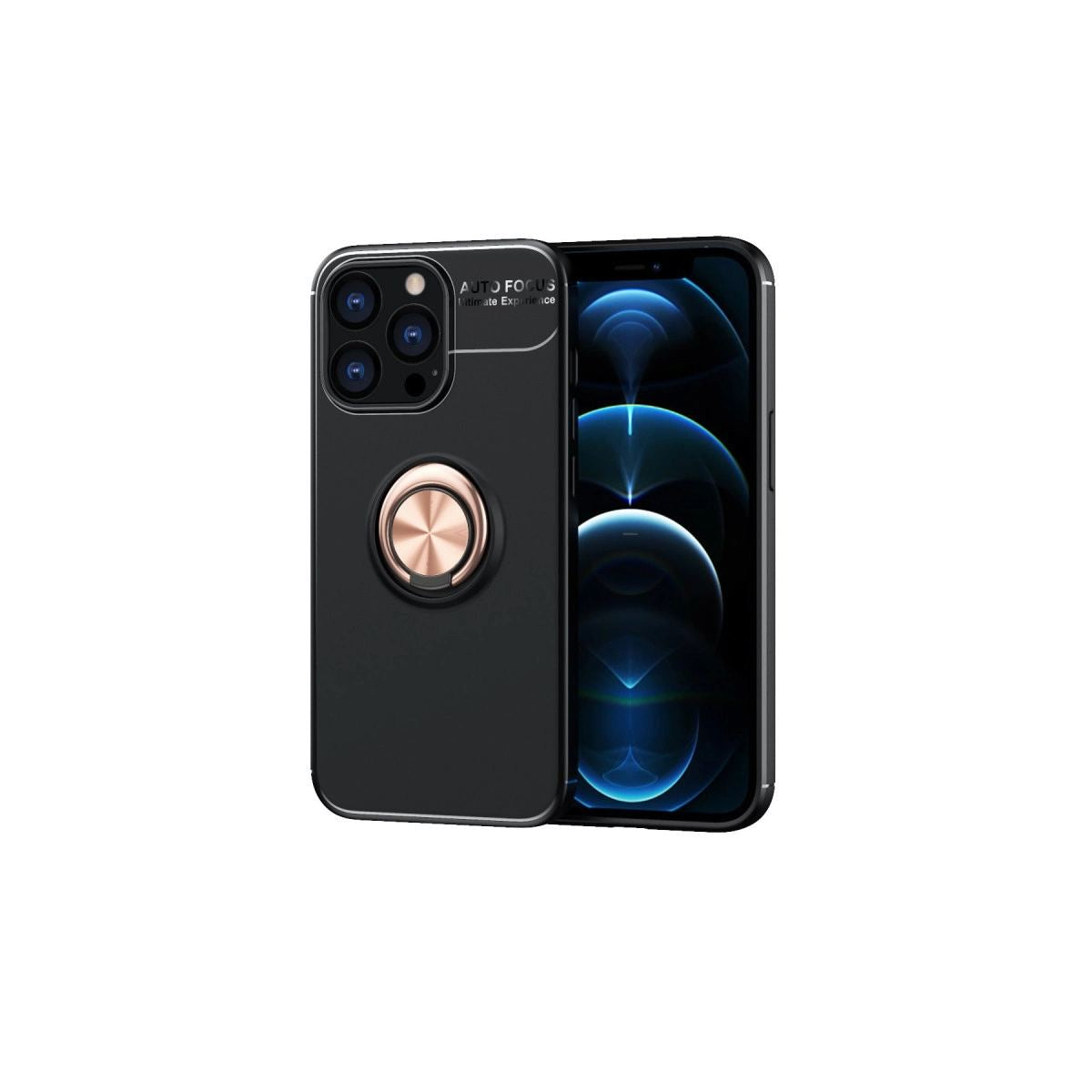 Apple İphone 13 Pro Kılıf Range Yüzüklü Silikon - Siyah-gold