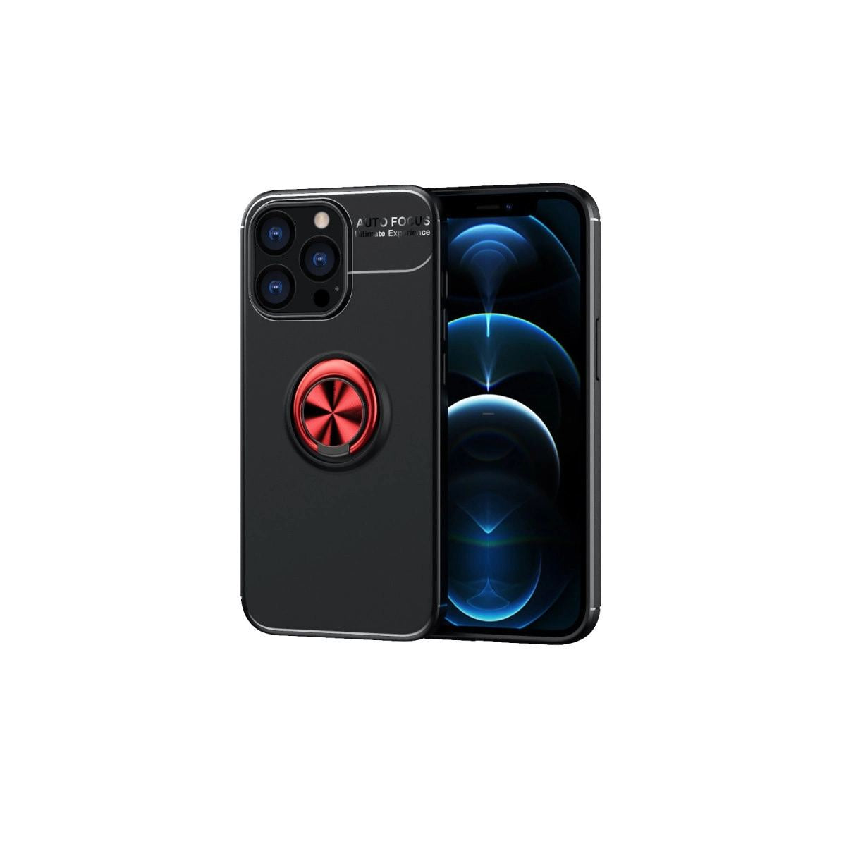 Apple İphone 13 Pro Kılıf Range Yüzüklü Silikon - Siyah-kırmızı