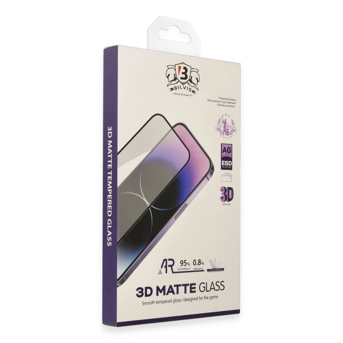 Apple İphone 15 Pro Max Bilvis 3d Mat Cam Ekran Koruyucu