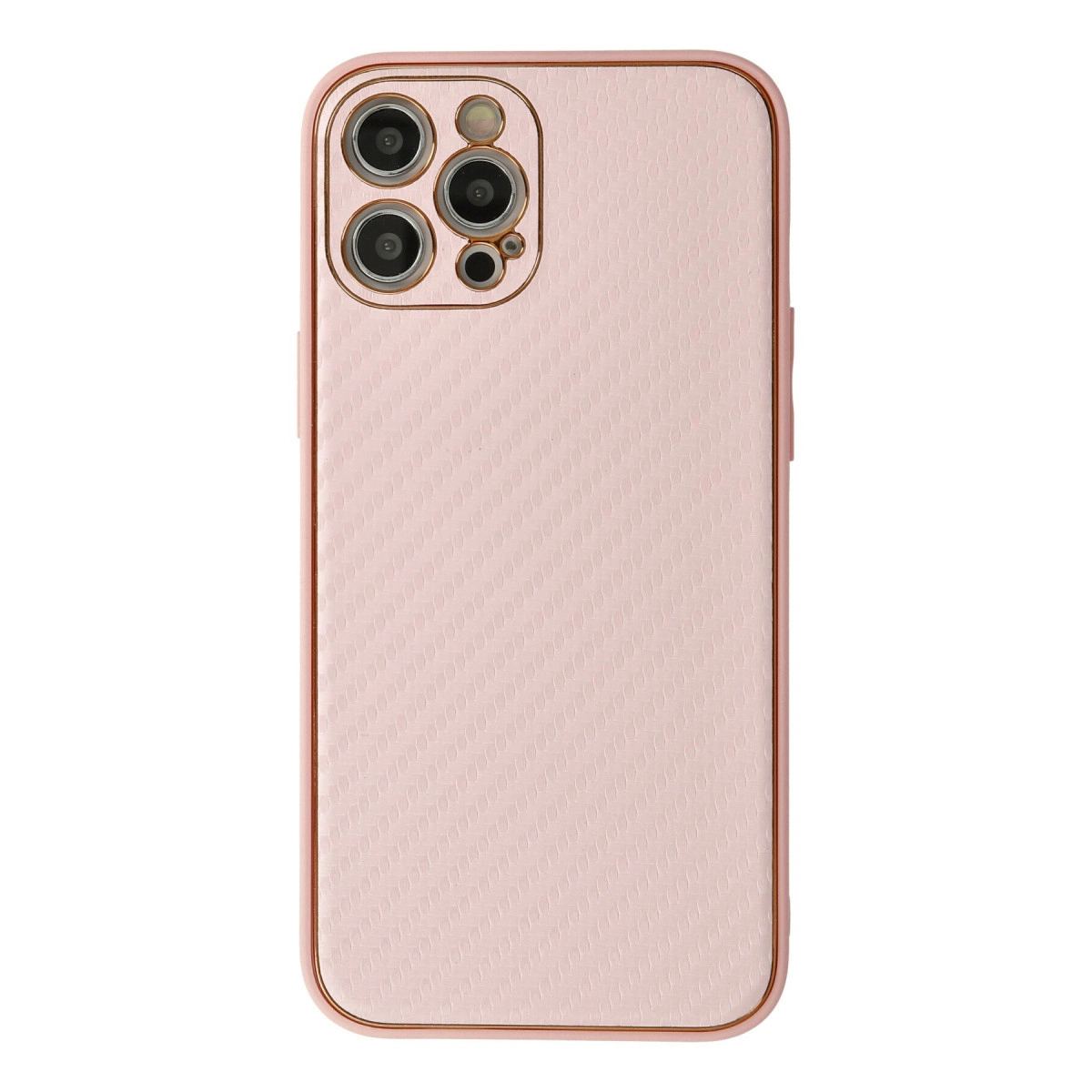 Apple İphone 12 Pro Max Kılıf Coco Karbon Silikon - Pembe
