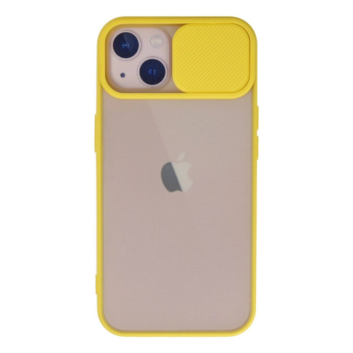 Apple İphone 13 Kılıf Palm Buzlu Kamera Sürgülü Silikon - Sarı