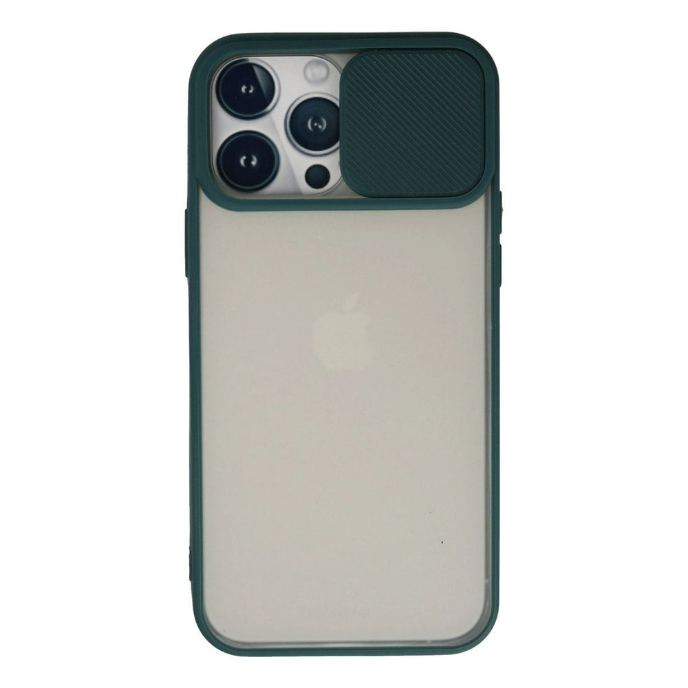 Apple İphone 13 Pro Max Kılıf Palm Buzlu Kamera Sürgülü Silikon - Yeşil