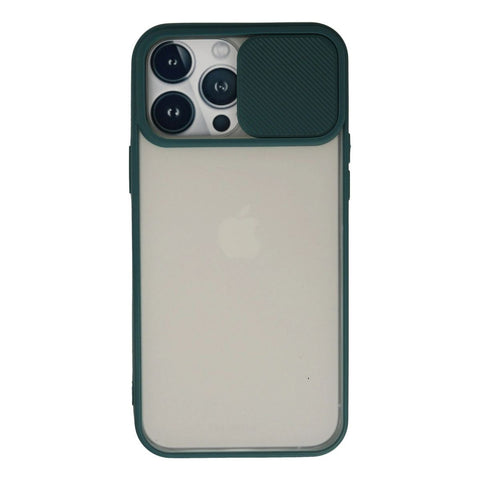 Apple İphone 13 Pro Max Kılıf Palm Buzlu Kamera Sürgülü Silikon - Yeşil