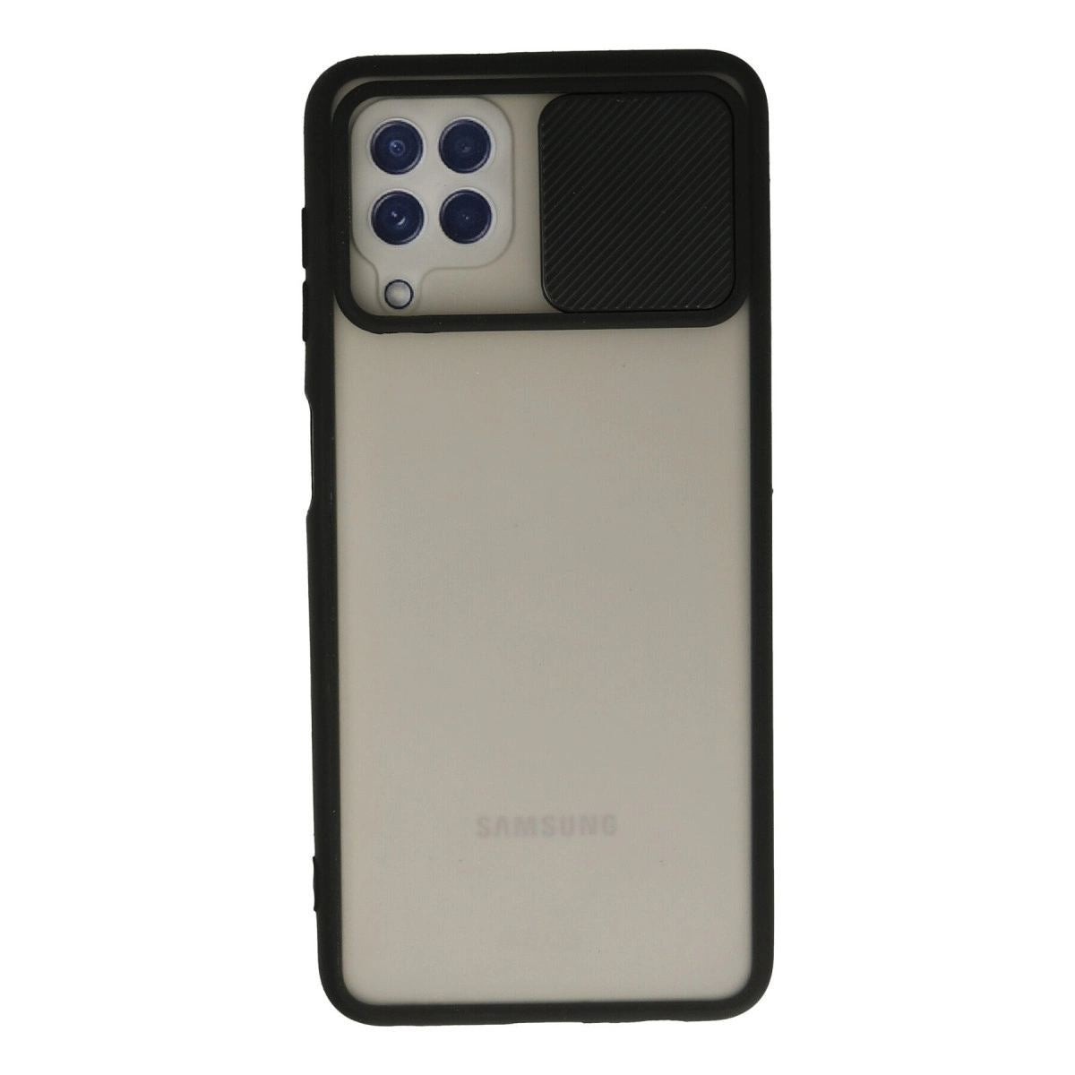 Samsung Galaxy A22 Kılıf Palm Buzlu Kamera Sürgülü Silikon - Siyah