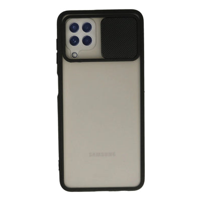 Samsung Galaxy A22 Kılıf Palm Buzlu Kamera Sürgülü Silikon - Siyah