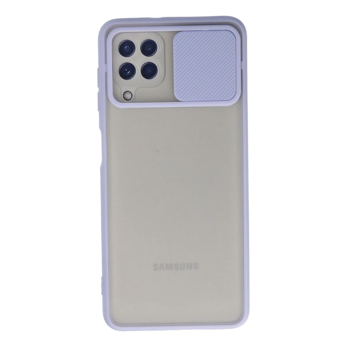 Samsung Galaxy A22 Kılıf Palm Buzlu Kamera Sürgülü Silikon - Lila