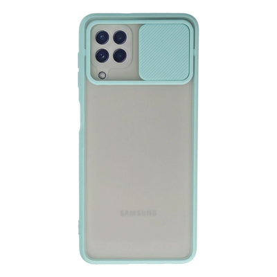 Samsung Galaxy A22 Kılıf Palm Buzlu Kamera Sürgülü Silikon - Turkuaz