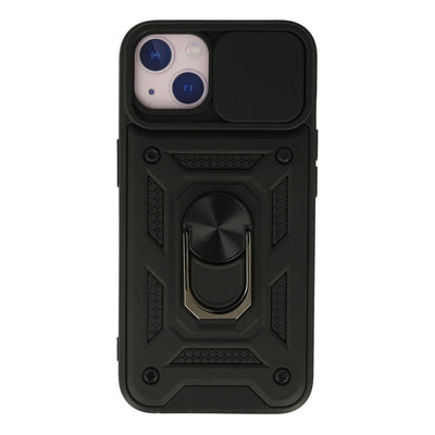 Apple İphone 13 Kılıf Pars Lens Yüzüklü Silikon - Siyah