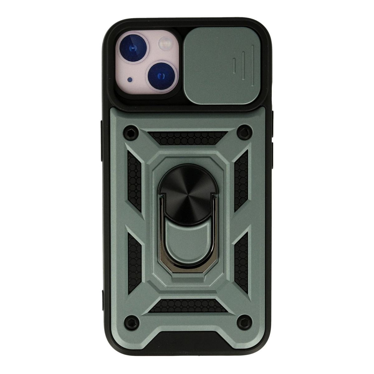 Apple İphone 13 Kılıf Pars Lens Yüzüklü Silikon - Yeşil