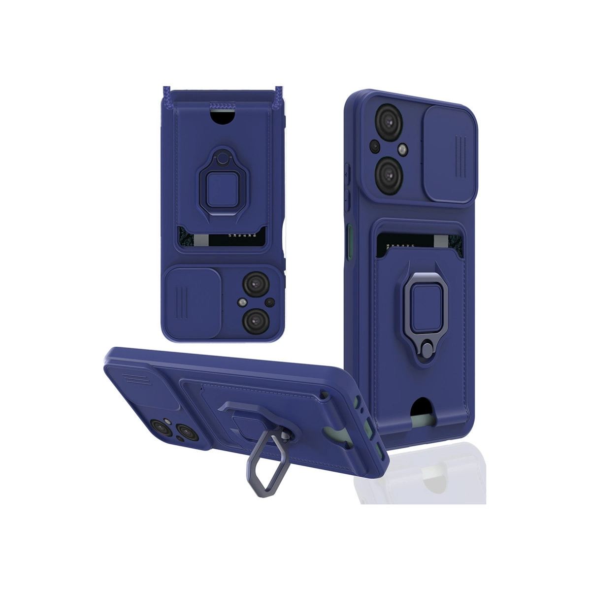 Xiaomi Poco M5 Kılıf Zuma Kartvizitli Yüzüklü Silikon - Lacivert