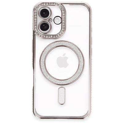 Apple İphone 16 Plus Kılıf Joke Simli Magneticsafe Kılıf - Pembe