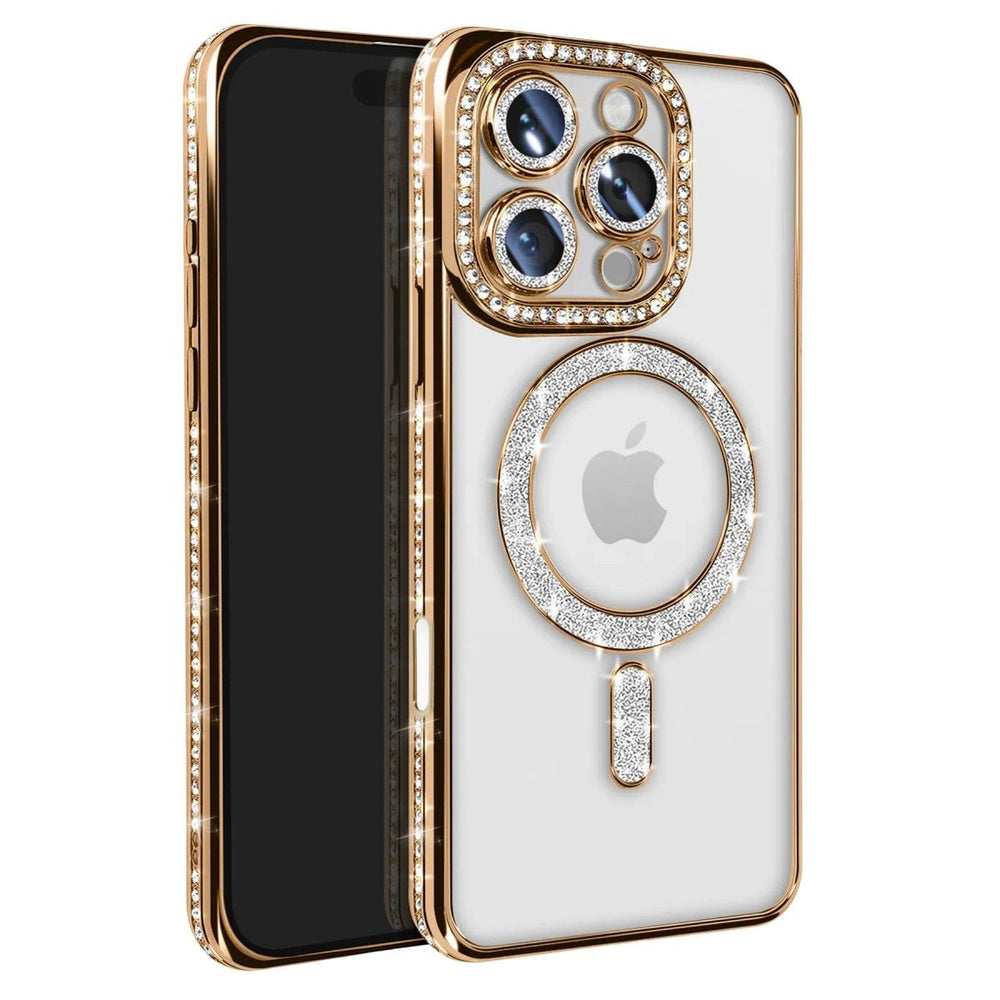 Apple İphone 16 Pro Max Kılıf Joke Simli Magneticsafe Kılıf - Gold