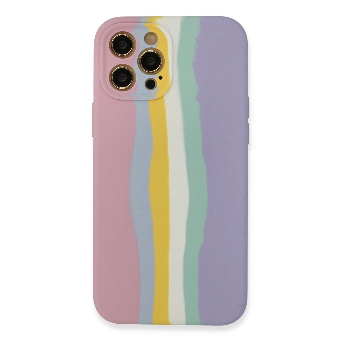 Apple İphone 12 Pro Max Kılıf Ebruli Lansman Silikon - Pembe-lila