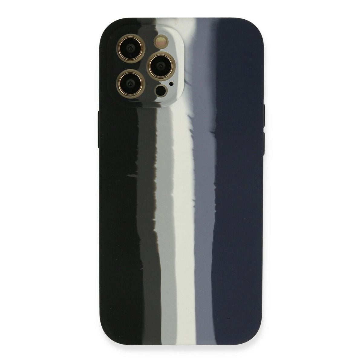 Apple İphone 12 Pro Max Kılıf Ebruli Lansman Silikon - Siyah-lacivert