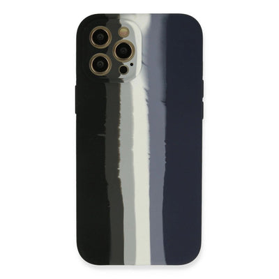 Apple İphone 12 Pro Max Kılıf Ebruli Lansman Silikon - Siyah-lacivert
