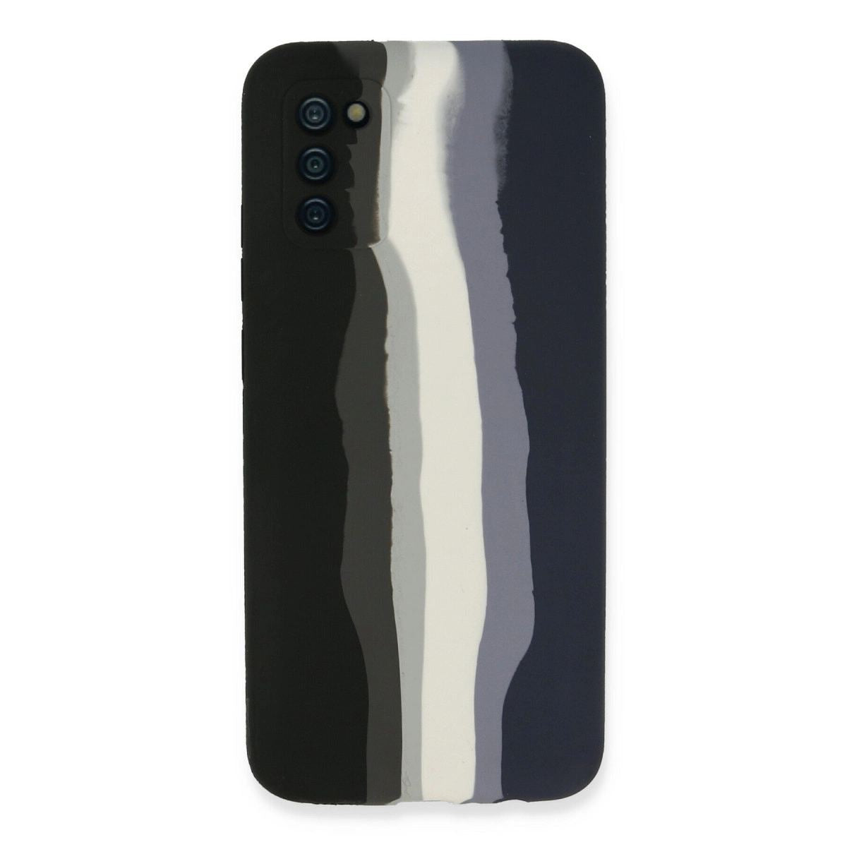 Samsung Galaxy A03s Kılıf Ebruli Lansman Silikon - Siyah-lacivert