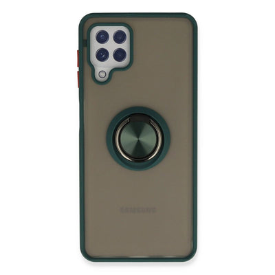 Samsung Galaxy A22 Kılıf Montreal Yüzüklü Silikon Kapak - Yeşil