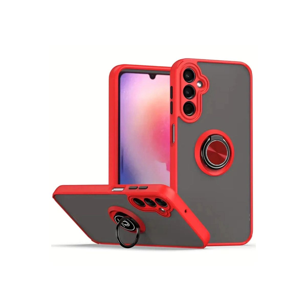 Samsung Galaxy S24 Kılıf Montreal Yüzüklü Silikon Kapak - Kırmızı