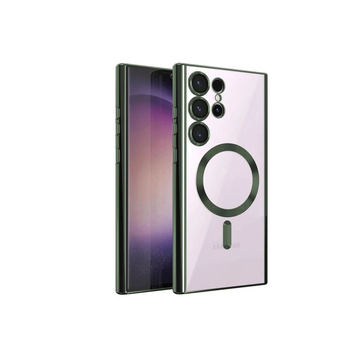 Samsung Galaxy S22 Ultra Kılıf Kross Magneticsafe Kapak - Koyu Yeşil