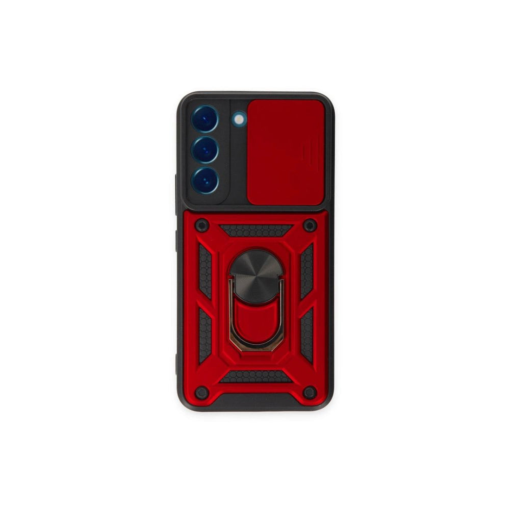 Samsung Galaxy S24 Kılıf Pars Lens Yüzüklü Silikon - Kırmızı