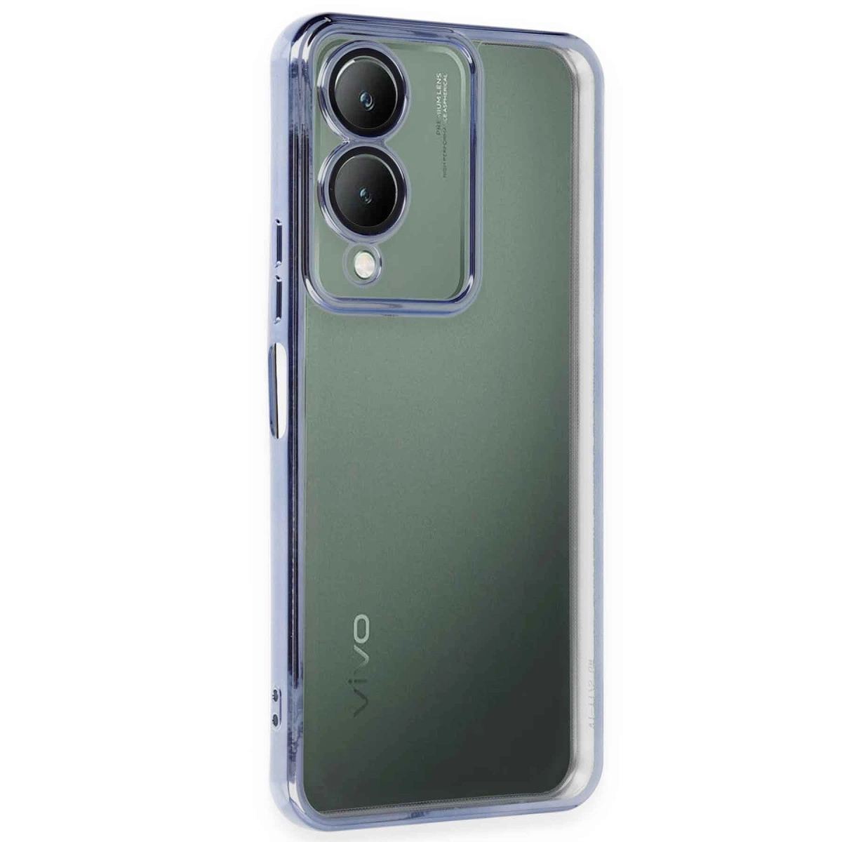 Vivo Y17s Kılıf Razer Lensli Silikon - Açık Mavi