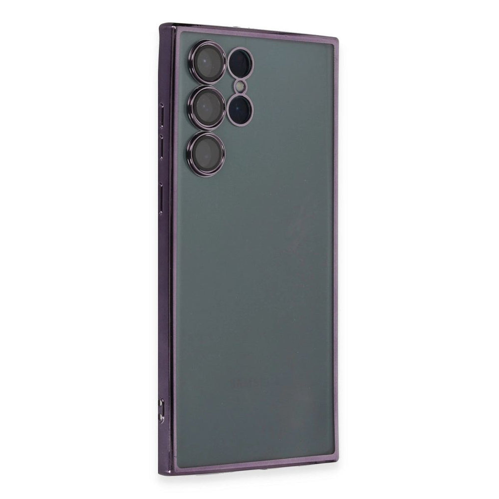 Samsung Galaxy S22 Ultra Kılıf Razer Lensli Silikon - Mor
