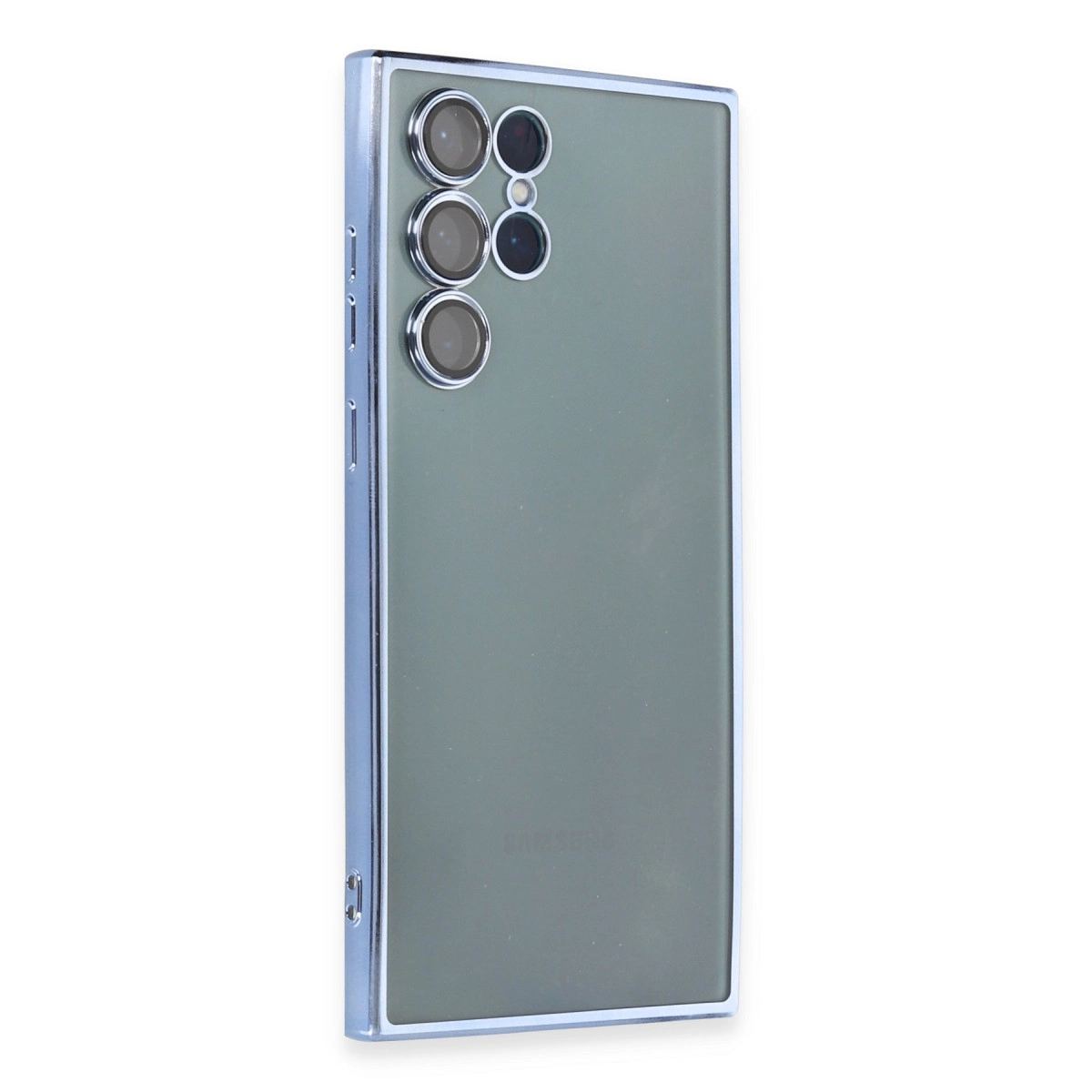 Samsung Galaxy S22 Ultra Kılıf Razer Lensli Silikon - Açık Mavi