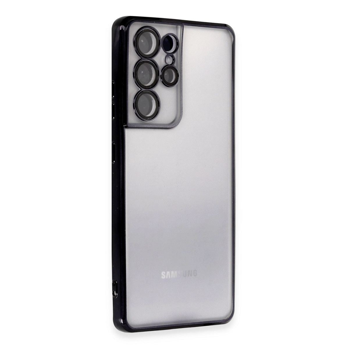 Samsung Galaxy S21 Ultra Kılıf Razer Lensli Silikon - Siyah