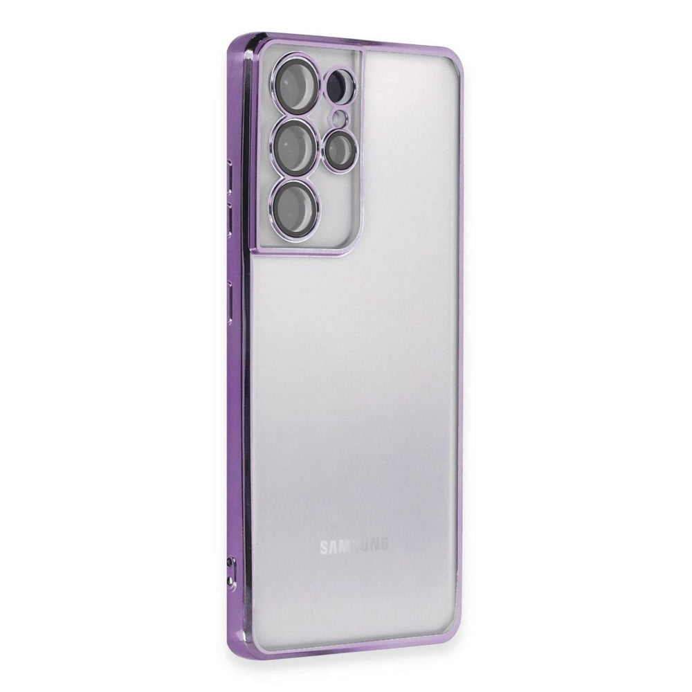 Samsung Galaxy S21 Ultra Kılıf Razer Lensli Silikon - Mor