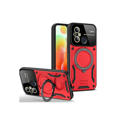 Xiaomi Redmi 12c Kılıf Joy Lens Standlı Kapak - Kırmızı