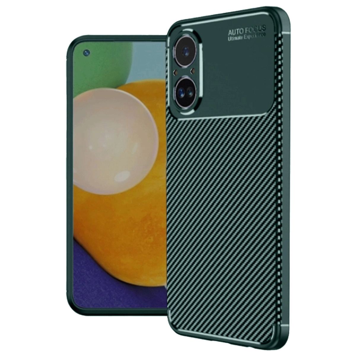 Realme 12 Lite Kılıf Auto Focus Karbon Kapak - Koyu Yeşil