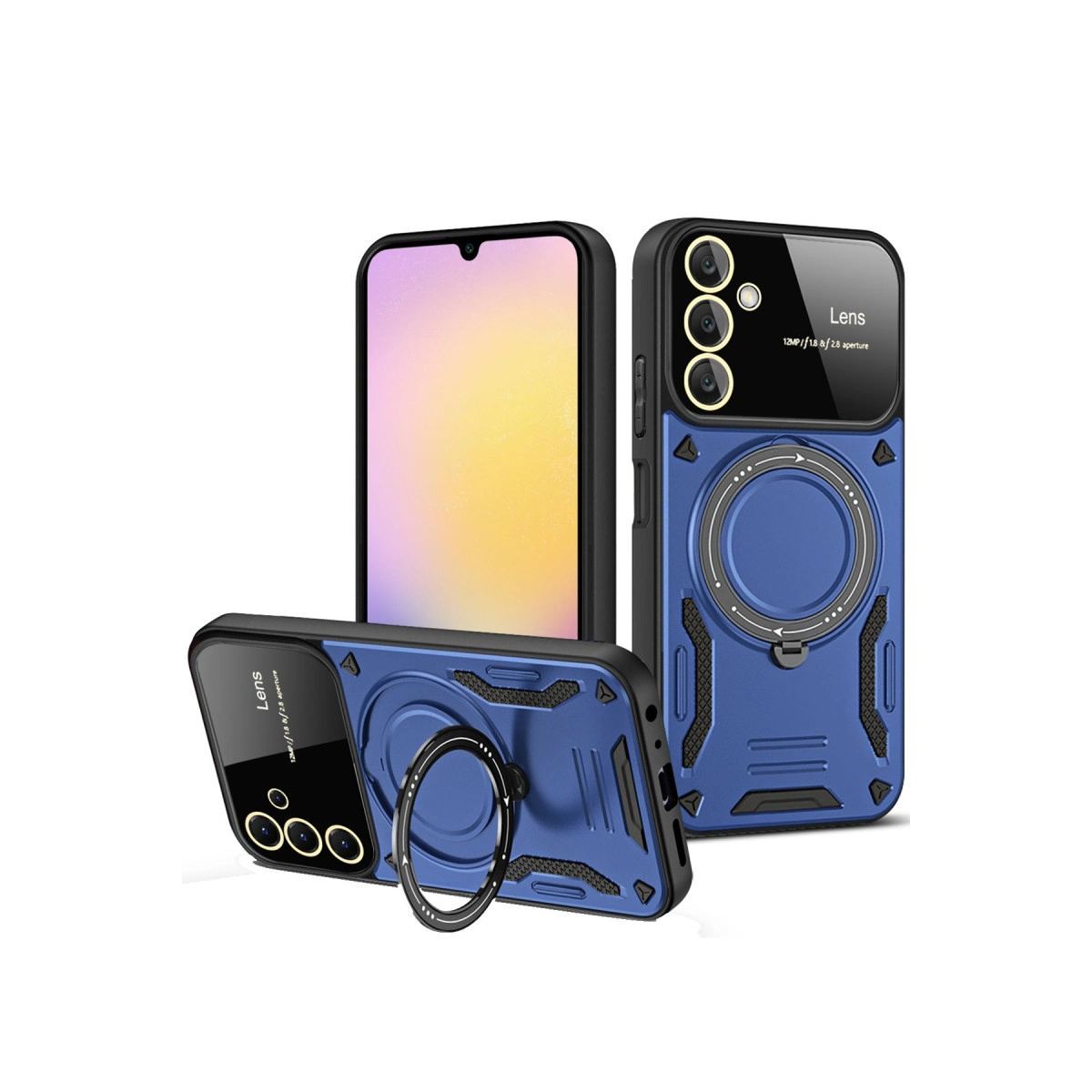 Samsung Galaxy S25 Kılıf Joy Lens Standlı Kapak - Lacivert