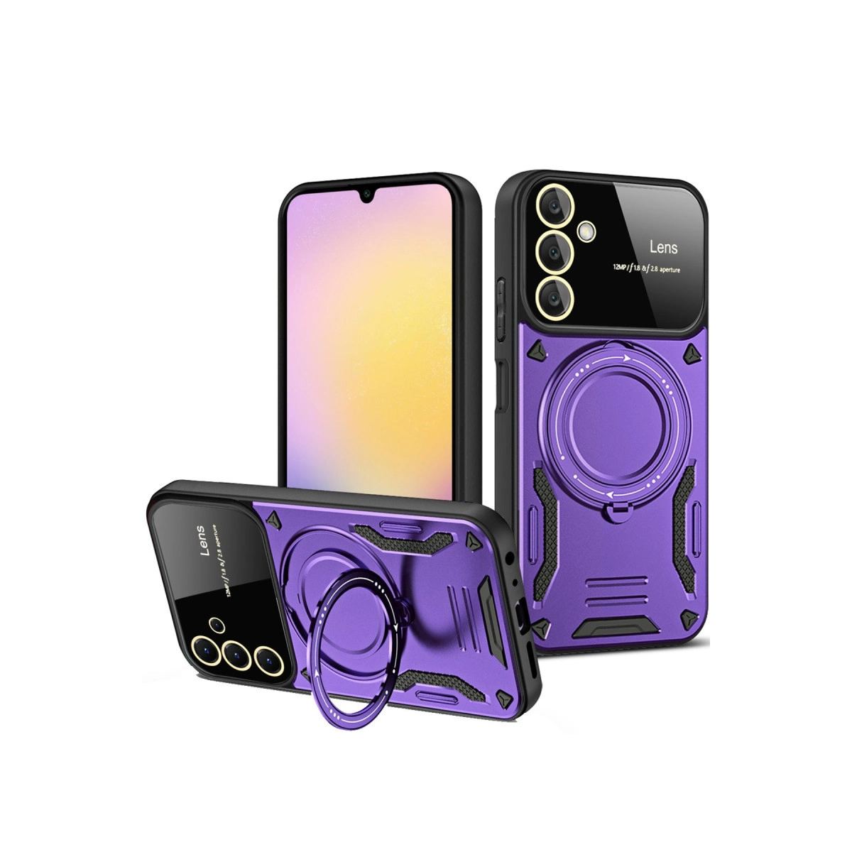 Samsung Galaxy S25 Kılıf Joy Lens Standlı Kapak - Mor