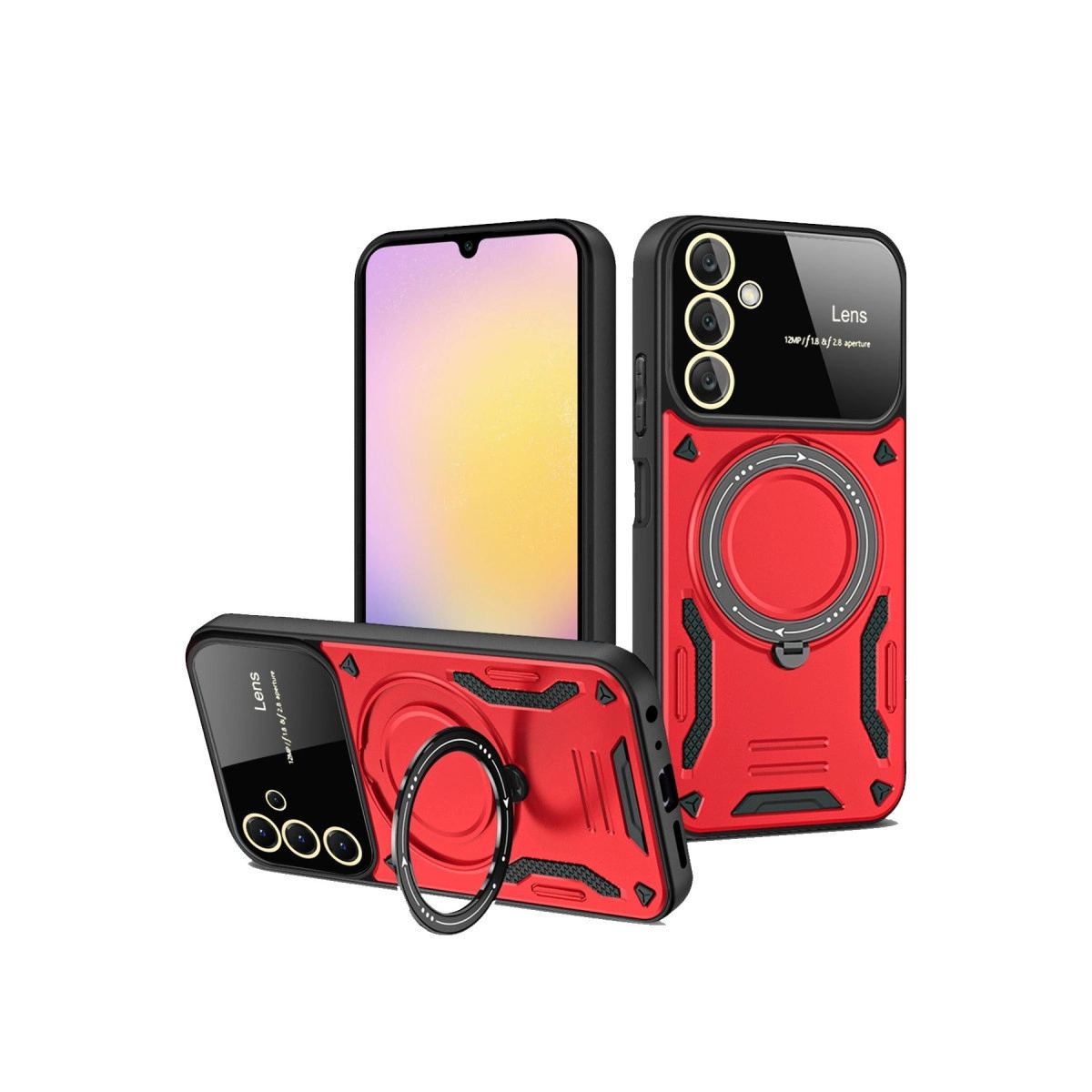 Samsung Galaxy S25 Kılıf Joy Lens Standlı Kapak - Kırmızı