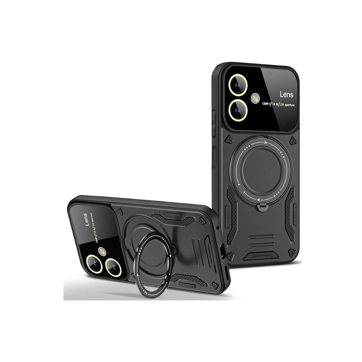Samsung Galaxy A06 Kılıf Joy Lens Standlı Kapak - Siyah