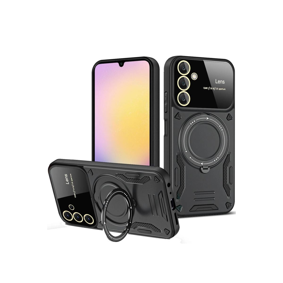 Samsung Galaxy A36 Kılıf Joy Lens Standlı Kapak - Siyah