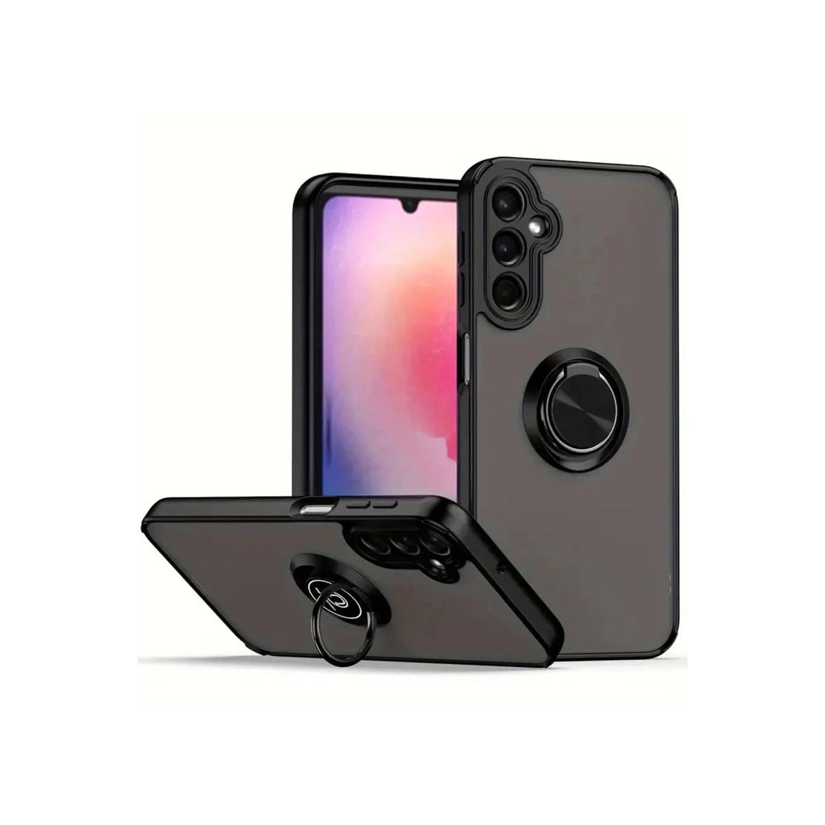 Samsung Galaxy A36 Kılıf Montreal Yüzüklü Silikon Kapak - Siyah