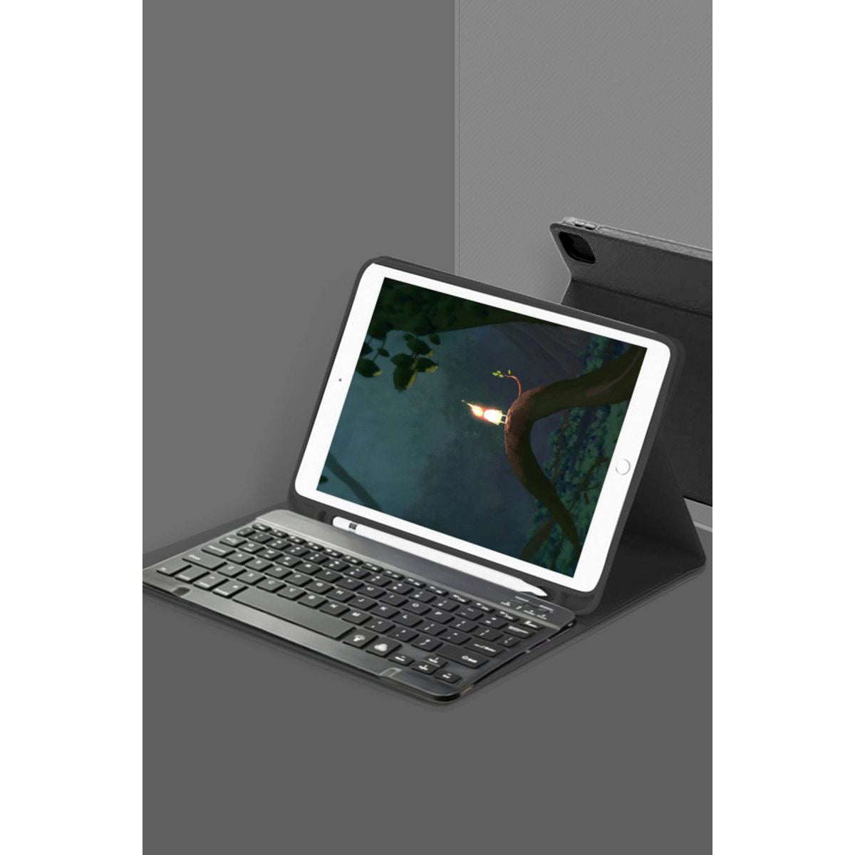 Samsung Galaxy Tab A9 Plus Kılıf Kc01 Smart Klavyeli Tablet Kılıfı - Siyah