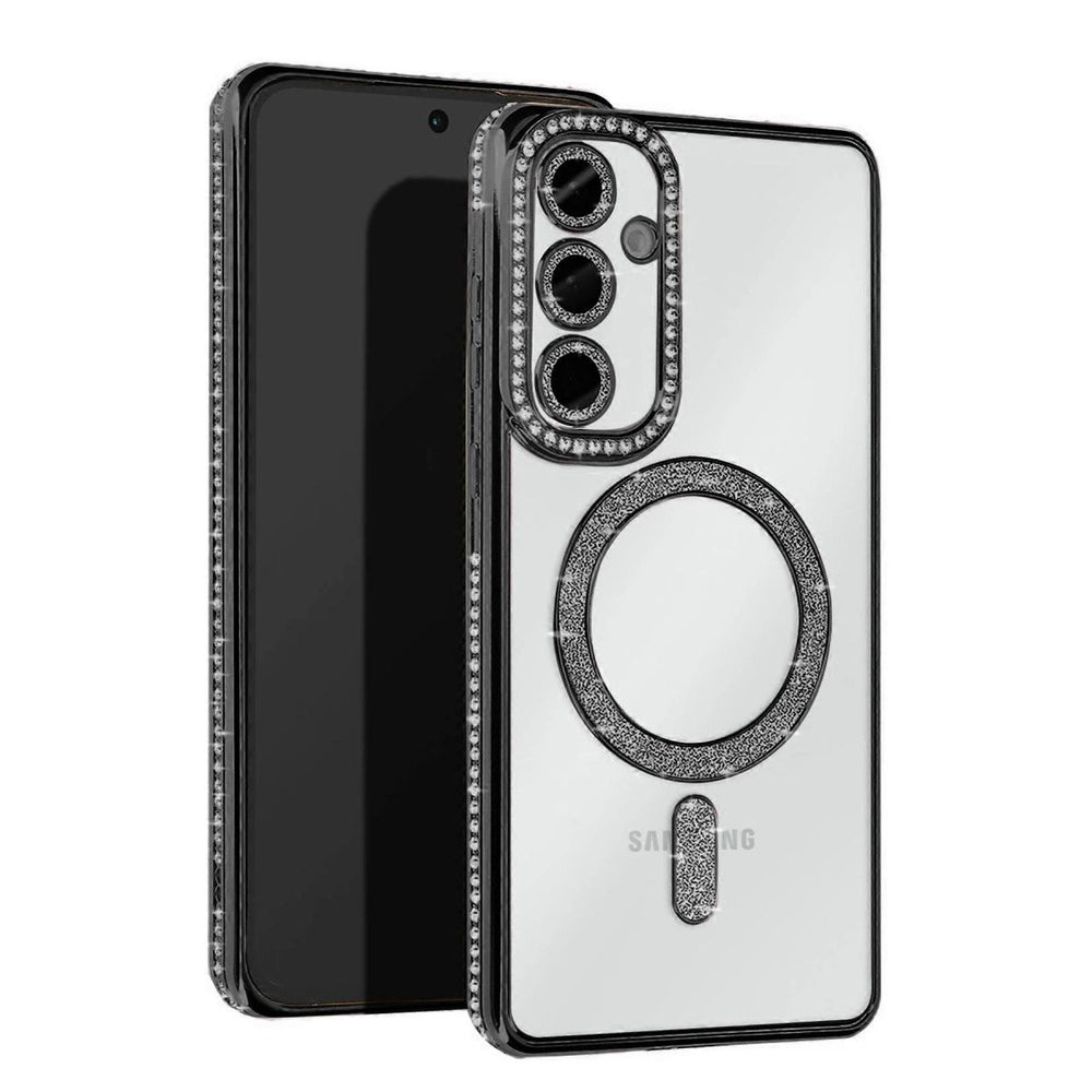 Samsung Galaxy S25 Kılıf Joke Simli Magneticsafe Kılıf - Siyah