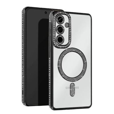 Samsung Galaxy S25 Kılıf Joke Simli Magneticsafe Kılıf - Siyah