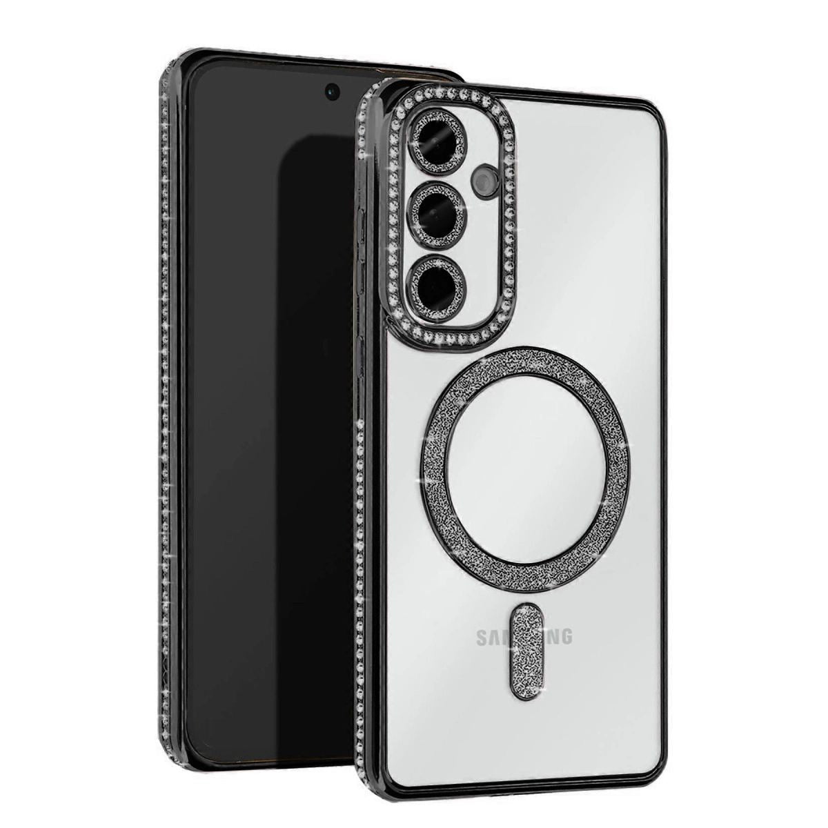 Samsung Galaxy S25 Kılıf Joke Simli Magneticsafe Kılıf - Siyah