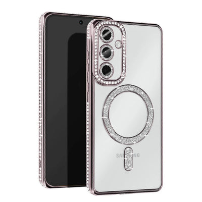 Samsung Galaxy S25 Kılıf Joke Simli Magneticsafe Kılıf - Gümüş