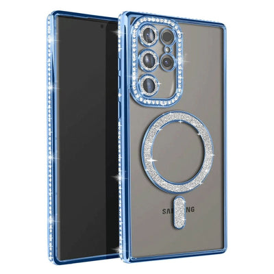 Samsung Galaxy S25 Ultra Kılıf Joke Simli Magneticsafe Kılıf - Mavi