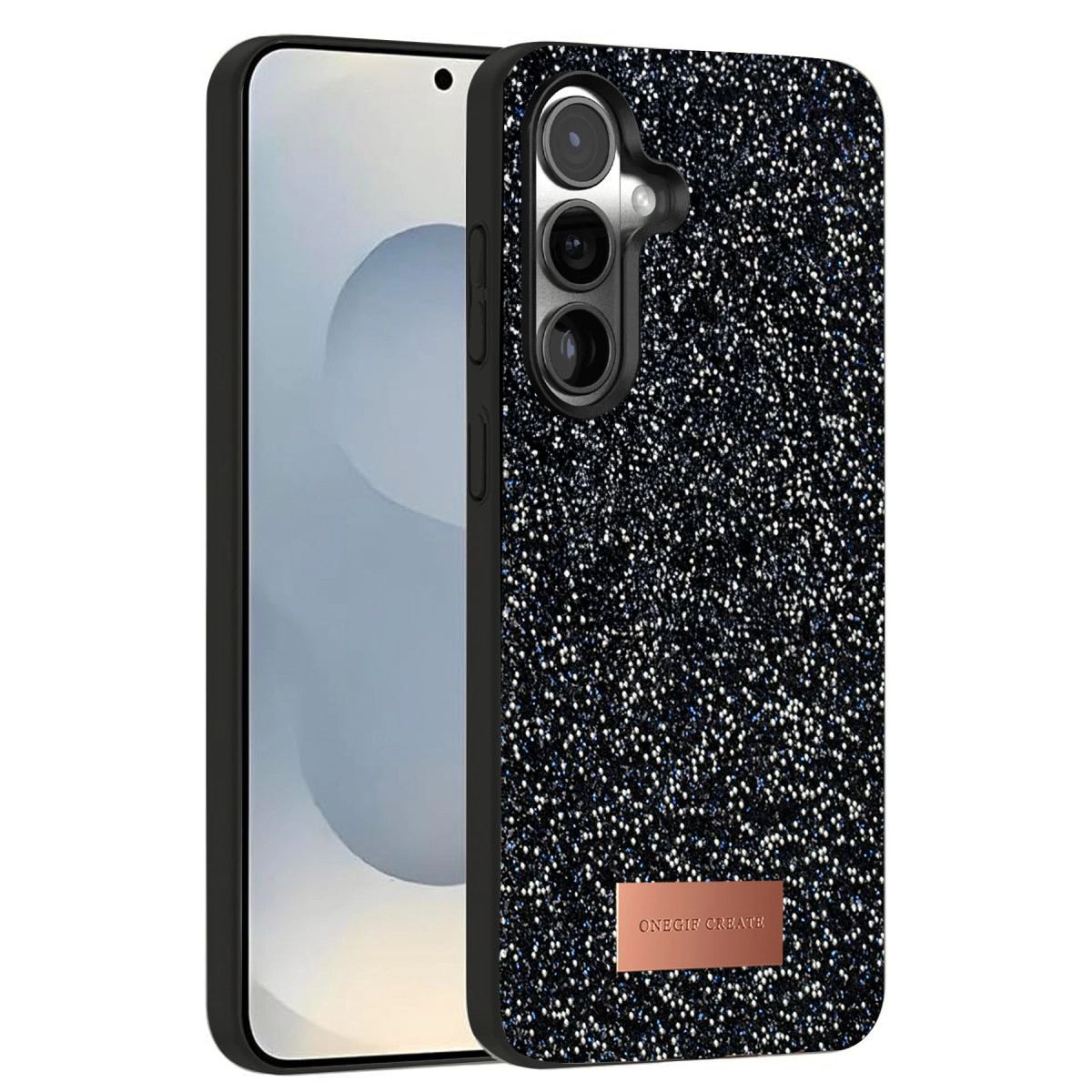 Onegif Samsung Galaxy S25 Bright Simli Kapak - Siyah