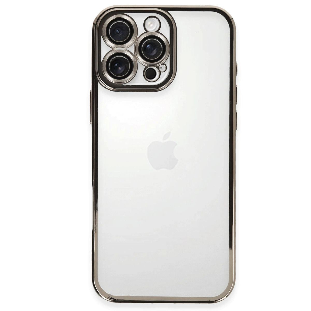 Apple İphone 16 Pro Kılıf Razer Lensli Silikon - Titanyum Gri